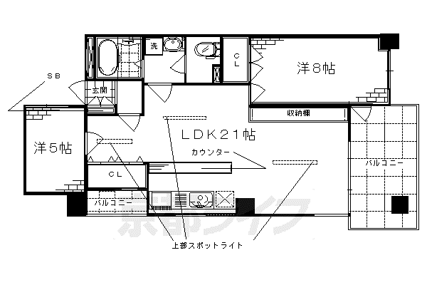 クエスト御池(2LDK/5階)の間取り写真