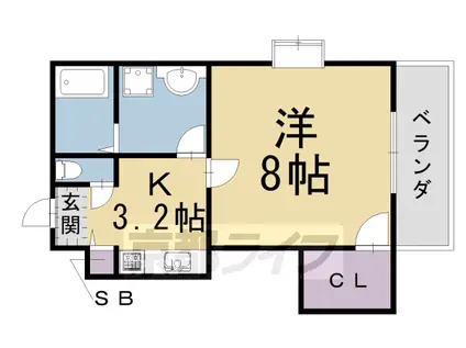 近鉄京都線 興戸駅 徒歩10分 3階建 築8年(1K/2階)の間取り写真
