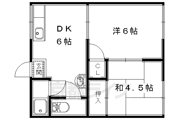 水山ハイツA棟(2DK/1階)の間取り写真