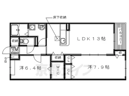 近鉄京都線 近鉄宮津駅 徒歩5分 2階建 築7年(2LDK/2階)の間取り写真