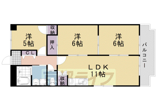 シャトレ桂(3LDK/4階)の間取り写真