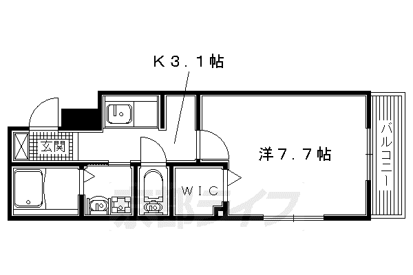 近鉄京都線 興戸駅 徒歩2分 2階建 築7年(1K/2階)の間取り写真