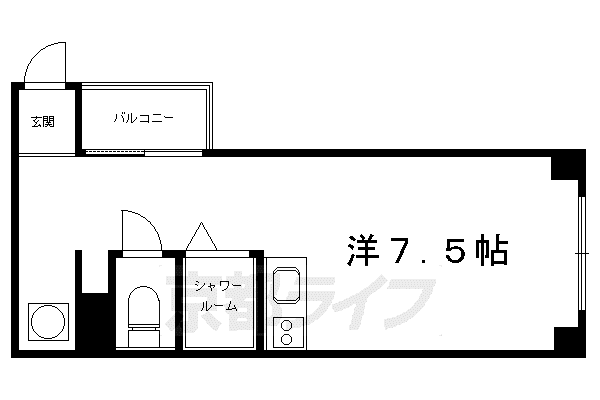 京都市烏丸線 烏丸御池駅 徒歩5分 5階建 築44年(ワンルーム/4階)の間取り写真