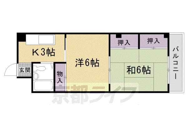 阪急電鉄嵐山線 松尾大社駅 徒歩5分 3階建 築37年(2K/3階)の間取り写真