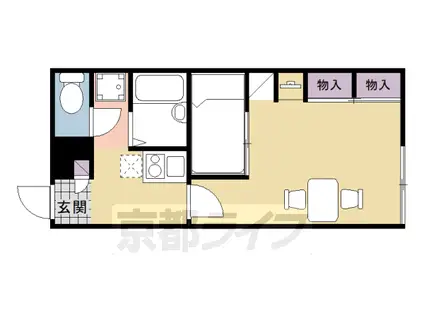 近鉄京都線 新田辺駅 徒歩10分 2階建 築19年(1K/1階)の間取り写真