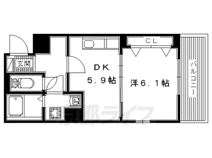 片町線 JR三山木駅 徒歩10分 3階建 築6年(1DK/3階)の間取り写真