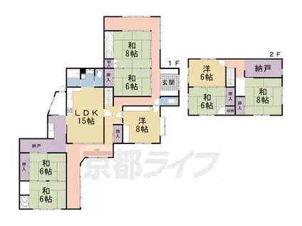 近鉄京都線 三山木駅 徒歩20分 2階建 築54年(8LDK)の間取り写真
