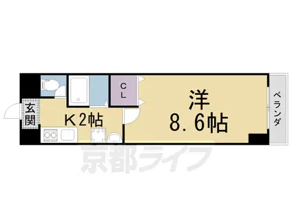 片町線 JR三山木駅 徒歩7分 5階建 築4年(1K/3階)の間取り写真