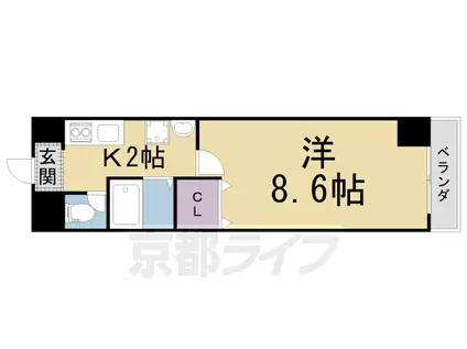 片町線 JR三山木駅 徒歩7分 5階建 築4年(1K/5階)の間取り写真
