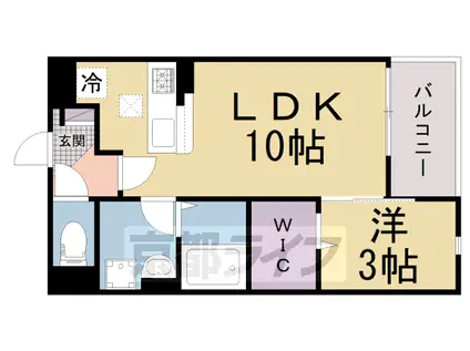 近鉄京都線 興戸駅 徒歩3分 3階建 築4年(1LDK/2階)の間取り写真