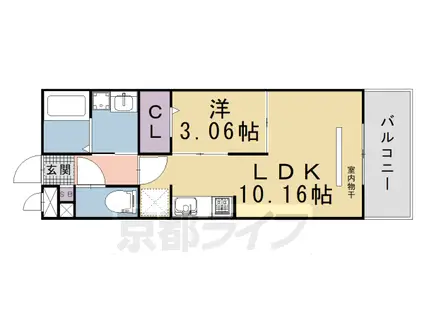 近鉄京都線 興戸駅 徒歩6分 3階建 築4年(1LDK/2階)の間取り写真