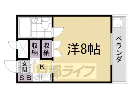東海道本線 山科駅 徒歩9分 3階建 築37年(1K/2階)の間取り写真
