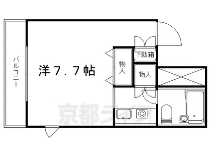 東海道本線 山科駅 徒歩9分 3階建 築37年(1K/1階)の間取り写真