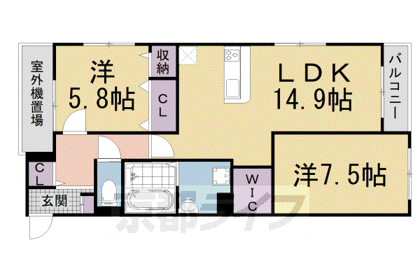 近鉄京都線 近鉄宮津駅 徒歩6分 3階建 築4年(2LDK/3階)の間取り写真