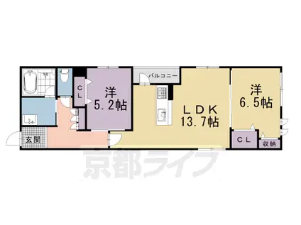 シャーメゾンライズONE(2LDK/4階)の間取り写真