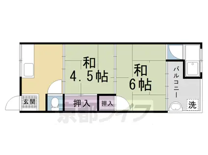 京都市烏丸線 北山駅(京都) 徒歩8分 2階建 築42年(2K/2階)の間取り写真