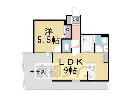 カーサ紙屋川(1LDK/1階)の間取り写真