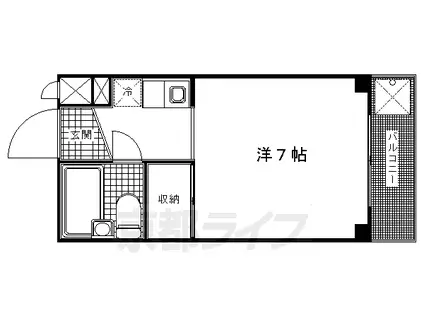 近鉄京都線 東寺駅 徒歩5分 3階建 築38年(1K/2階)の間取り写真