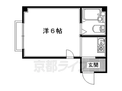 近鉄京都線 小倉駅(京都) 徒歩4分 3階建 築35年(1K/2階)の間取り写真