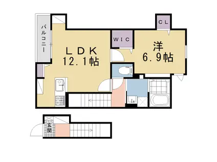 京都市烏丸線 松ケ崎駅(京都) 徒歩18分 3階建 新築(1LDK/2階)の間取り写真