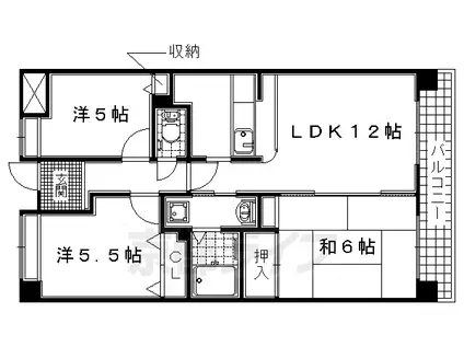 ラポート城陽(3LDK/4階)の間取り写真