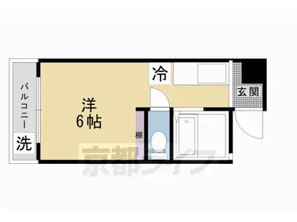 京都市烏丸線 今出川駅 徒歩1分 4階建 築44年(1K/2階)の間取り写真