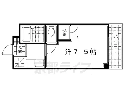 近鉄京都線 伏見駅(京都) 徒歩6分 4階建 築39年(1K/3階)の間取り写真