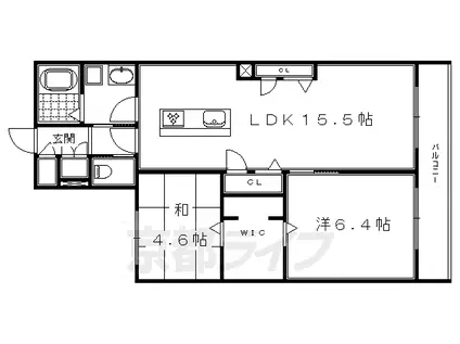 京都市烏丸線 丸太町駅(京都市営) 徒歩3分 3階建 築12年(2LDK/3階)の間取り写真