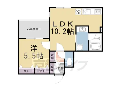 ヴァンベール御苑前(1LDK/4階)の間取り写真