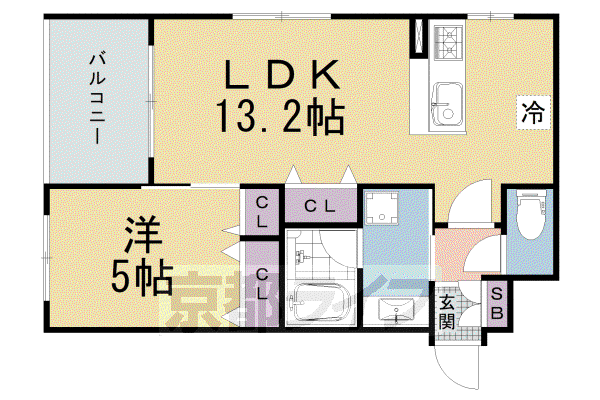 京都市烏丸線 丸太町駅(京都市営) 徒歩4分 4階建 築5年(1LDK/1階)の間取り写真