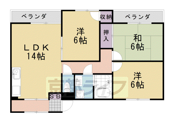 ウエストヴィラ(3LDK/2階)の間取り写真