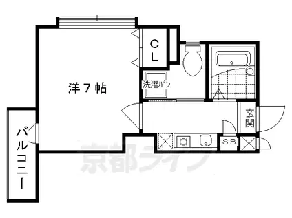 山陰本線 花園駅(京都) 徒歩13分 3階建 築29年(1K/2階)の間取り写真