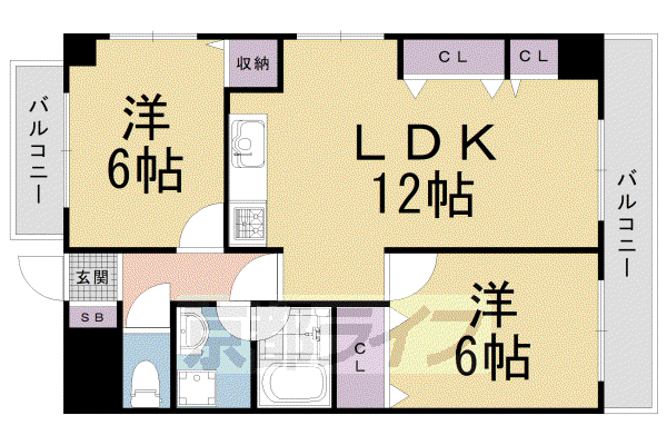 阪急電鉄京都線 西院駅(阪急) 徒歩10分 10階建 築37年(2LDK/5階)の間取り写真