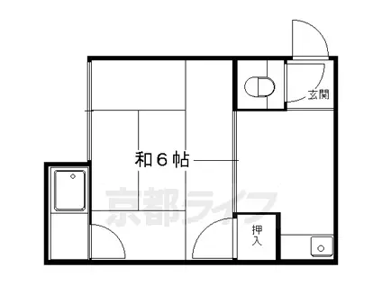 叡山電鉄 元田中駅 徒歩3分 2階建 築47年(1K/2階)の間取り写真