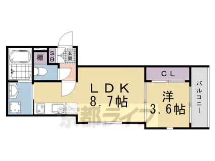 近鉄京都線 伏見駅(京都) 徒歩8分 3階建 築1年(1LDK/1階)の間取り写真