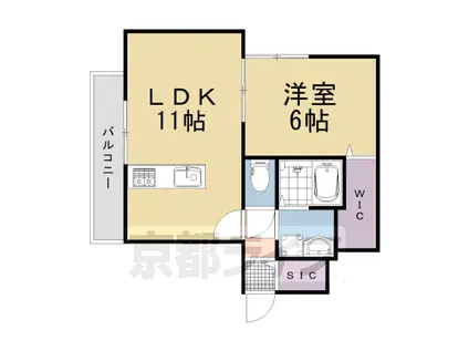 カーサ・フェリーチェ長岡京(1LDK/1階)の間取り写真