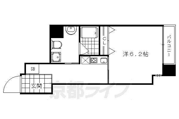 HF河原町二条レジデンス(1K/6階)の間取り写真