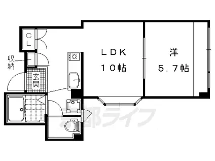 星の子六角ビル(1LDK/5階)の間取り写真