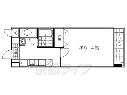 京都市烏丸線 烏丸御池駅 徒歩1分 16階建 築20年(1K/2階)の間取り写真