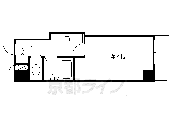 京都市烏丸線 丸太町駅(京都市営) 徒歩5分 6階建 築27年(1K/4階)の間取り写真