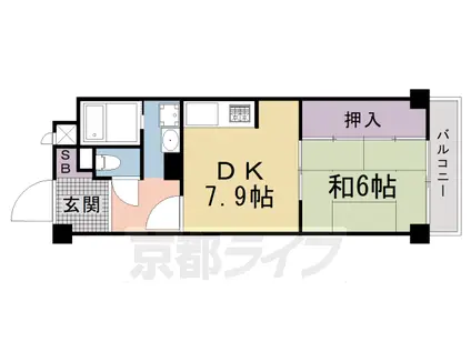 京都市烏丸線 丸太町駅(京都市営) 徒歩8分 11階建 築43年(1LDK/5階)の間取り写真