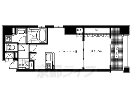 京都市烏丸線 烏丸御池駅 徒歩1分 14階建 築20年(1LDK/5階)の間取り写真