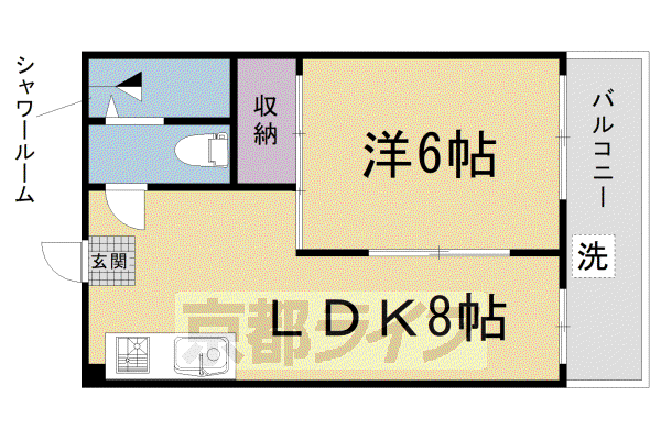 山陰本線 太秦駅(JR) 徒歩7分 4階建 築38年(1LDK/1階)の間取り写真