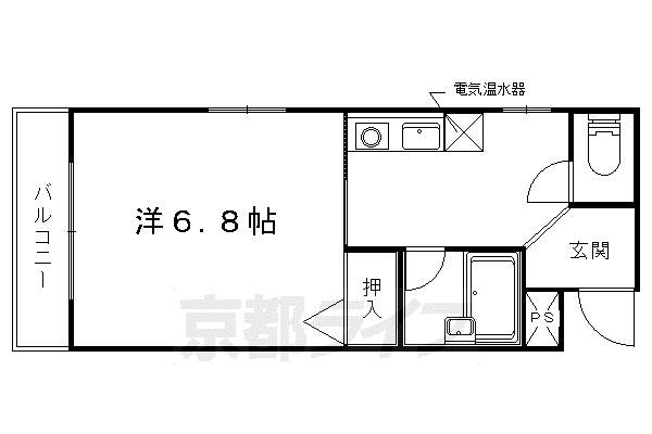 京都市東西線 東野駅(京都) 徒歩11分 3階建 築29年(1K/3階)の間取り写真
