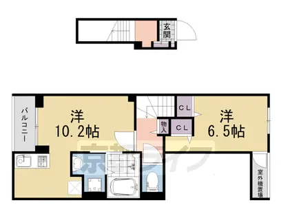 近鉄京都線 大久保駅(京都) 徒歩10分 3階建 築1年(1LDK/2階)の間取り写真