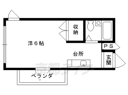 京都市烏丸線 北大路駅 徒歩35分 3階建 築49年(1K/3階)の間取り写真