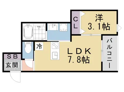 FORT SAKURA 椥辻(1LDK/1階)の間取り写真