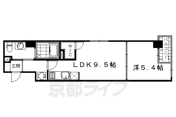 京都市烏丸線 烏丸御池駅 徒歩9分 4階建 築17年(1LDK/4階)の間取り写真