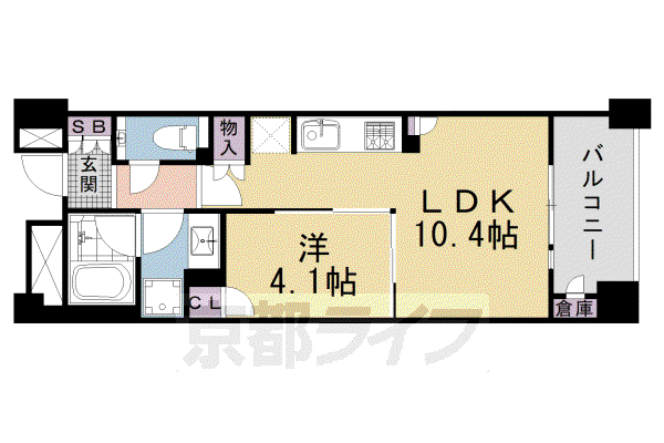 京都市東西線 烏丸御池駅 徒歩6分 5階建 築3年(1LDK/5階)の間取り写真