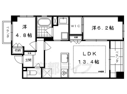 ブランズ京都烏丸御池(2LDK/6階)の間取り写真